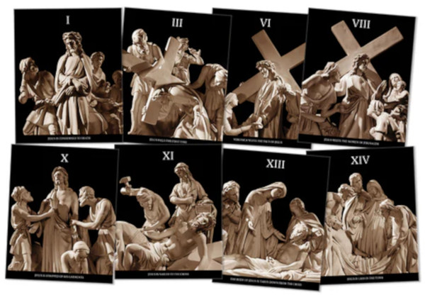 Sample images from the 14 card set of the Stations of the Cross Poster Print set