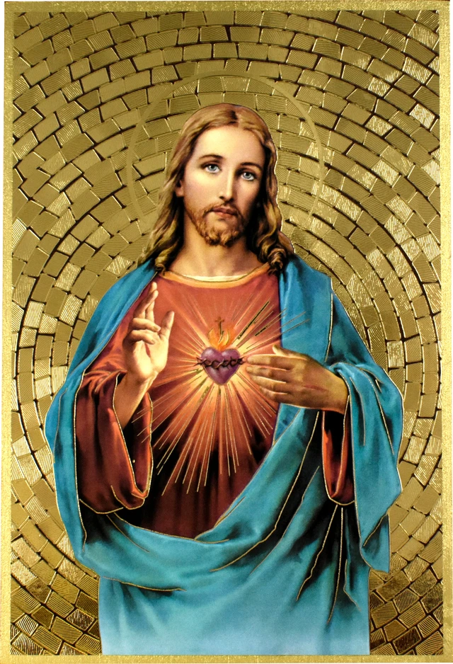 Sacred Heart of Jesus Gold Foil Mosaic Wall Plaque - Our Daily Bread ...