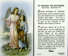St Raphael the Archangel Laminated Holy Card - Our Daily Bread Catholic ...