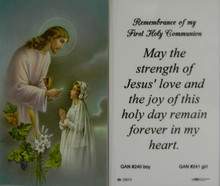 Remembrance of First Communion Girl Laminated Holy Card - Our Daily ...