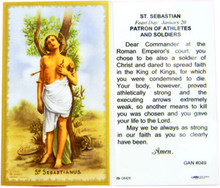 St Sebastian Laminated Holy Card - Our Daily Bread Catholic Gifts