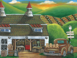 Working Farm Puppy Companions Original Painting