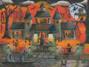 Halloween Night of the Ghouls Original Painting