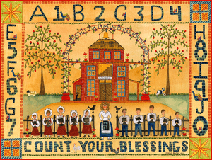 Count Your Blessings Folk At School House Print 11x14