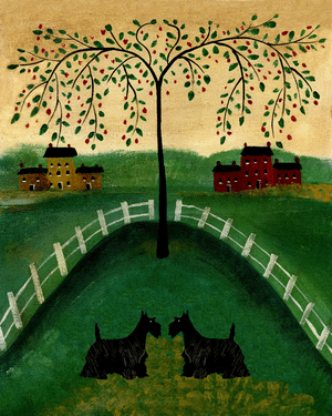 Scotties Under Willow Tree 11x14 Print