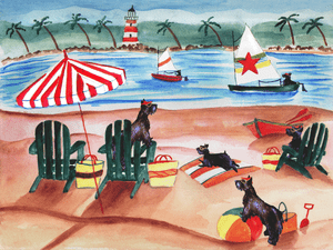 Scottie Dog Beach Day Print 11x14
