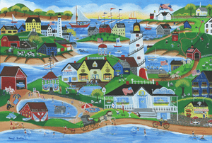 Seaside Sailboat Village Custom Painting