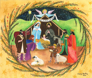 UNTO THEM A CHILD WAS BORN Water Color Painting SOLD