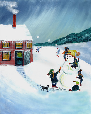 SCHOOL SNOW DAY SNOWMAN MAKING