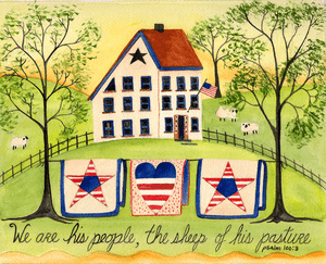 WE ARE HIS PEOPLE FOLK ART PRINT SAMPLER