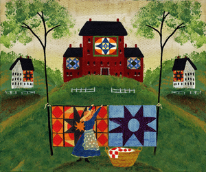 MAMA'S RED QUILT HOUSE FOLK ART PRINT