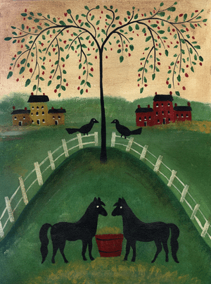 TWO HORSES UNDER WILLOW TREE PRINT