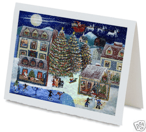 CHRISTMAS BLACK SANTA FOLK ART GREETING CARD HANDMADE