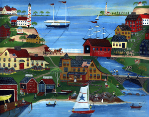 FISHERMANS COVE OF YESTERYEAR FOLK ART PRINT