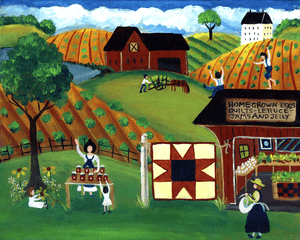 HOME GROWN JAM AND JELLY 4 SALE FOLK ART PRINT 8x10