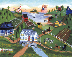 Primitive Seaside Country Farm Yesteryear Print