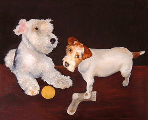 JACK & WEEZER Dog Portrait Painting
