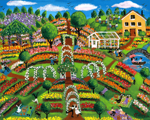 Picnic in Flower Rose Garden Painting SOLD