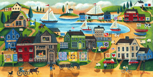 Ye' Old Country Village of Yesteryear FOLK ART PAINTING SOLD