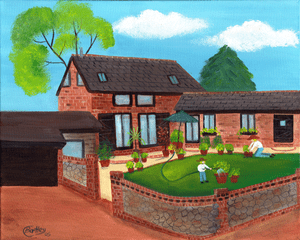 Paul's House Summertime Custom Folk Art Painting