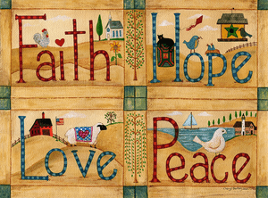 Faith Hope Love Peace Original Watercolor Painting