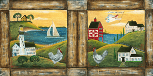 Folk Art Painting on Wooden Board Seaside Angel Country Blessing 