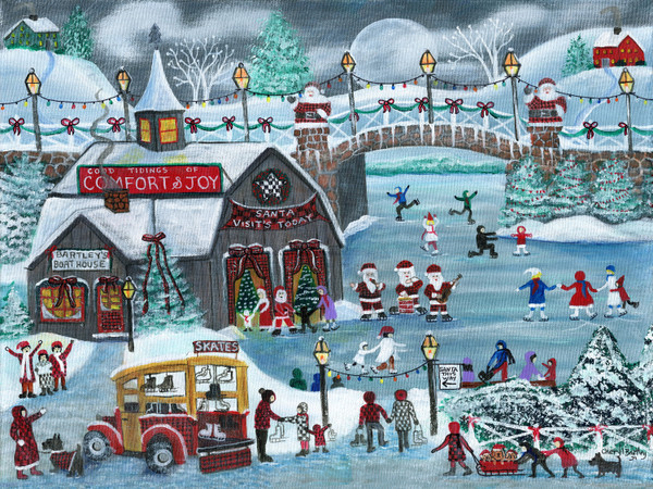 Christmas Tidings of Comfort and Joy Original Folk Art Painting SOLD