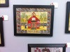 Folk Art Original Watercolor Painting Red School House Sampler Framed