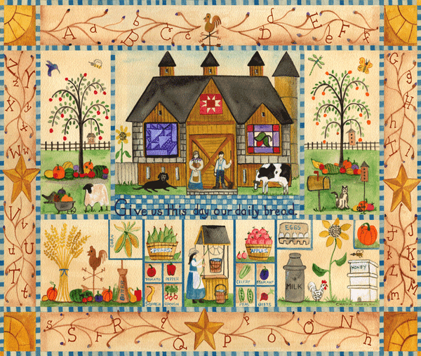 Our Daily Bread Farmers Barn Folk Art Print 8x10