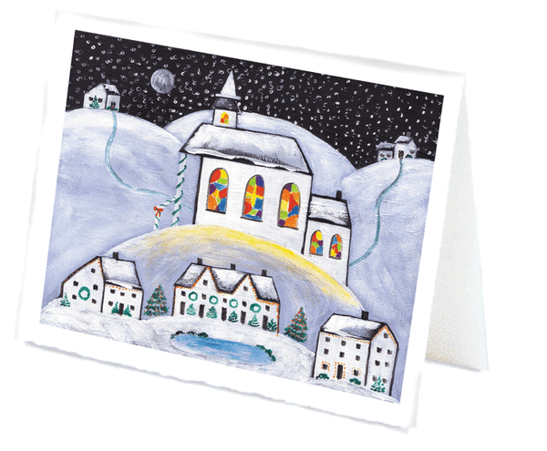 Silent Night FOLK ART Church Greeting Card