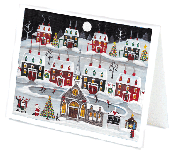 Christmas Church Nativity Village Greeting Card