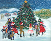 ROCKING AROUND THE CHRISTMAS TREE Folk Art 11x14 PRINT