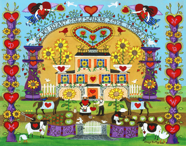 My Heart Goes Where Love Grows Folk Art Painting SOLD