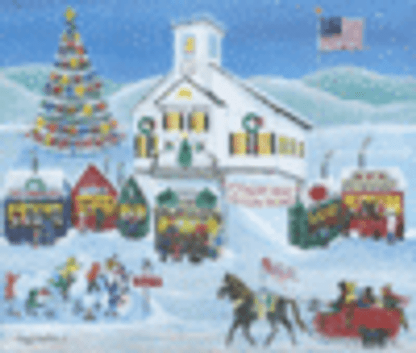 Winter Hoilday Bazaar Meeting House Pleasent Valley Folk Art Painting SOLD