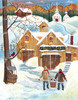 WINTER MAPLE SUGAR HOUSE with CARDINAL