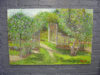LILAC GARDEN ARBOR IN SPRINGTIME OIL PAINTING