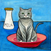 Tabby Cat Got Milk ? Folk Art Painting