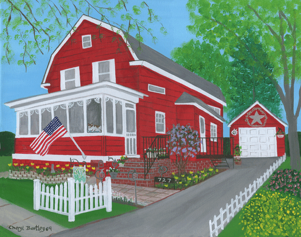 Terry's House Portrait Folk Art Painting