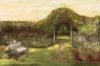 Old Rose Garden with Park Bench Orignal Oil Painting