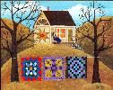 AUTUMN QUILT MAKER FOLK ART PRINT 12 x 16