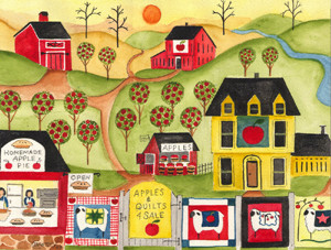 APPLES QUILTS 4 SALE FOLK ART PAINTING PRINT 11x14