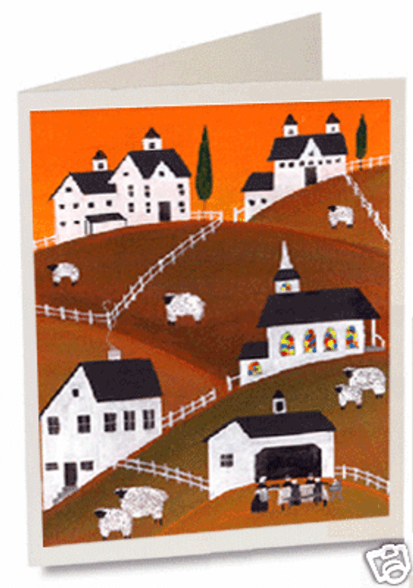 THANKSGIVING PILGRIM SHEEP TURKEY CHURCH GREETING CARD