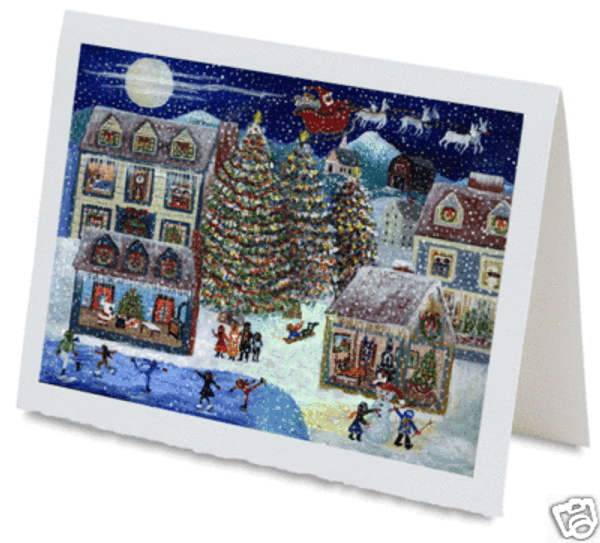 CHRISTMAS BLACK SANTA FOLK ART GREETING CARD HANDMADE