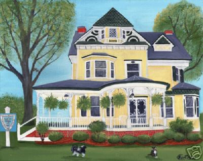 PRIMITIVE FOLK ART LARGE PAINTING YOUR HOME PETS SALE!!