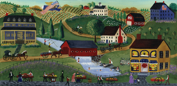 MUSTARD HOUSE INN OF YESTERYEAR & ANGEL FOLK ART PRINT