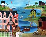 ROSELAND COTTAGE FOLK ART PAINTER SEASIDE INN 11x14