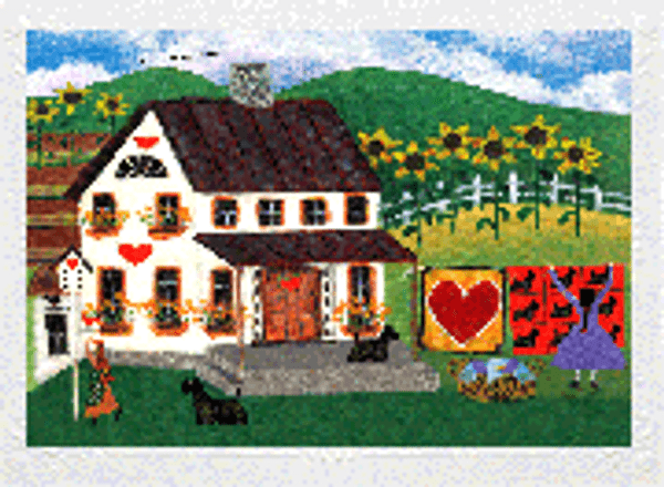 Scottie Dogs Quilts & Hearts House Greeting Card