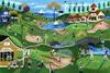 FAIRWAY GOLF COURSE PRIMITIVE FOLK ART PRINT 12x16