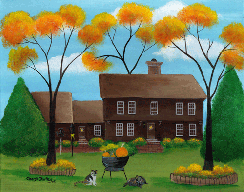 Original Folk Art Portrait Painting Your Home & Pets 24x30