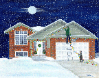 Rochelle House Christmas Folk Art Painting